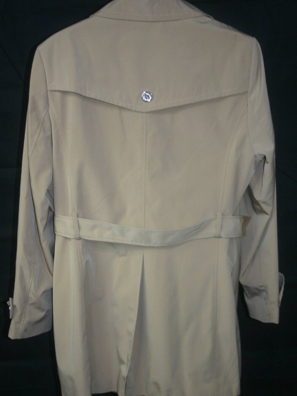 Calvin Klein women’s beige/tan double-breasted trench coat with a waist belt. - Picture 2 of 4